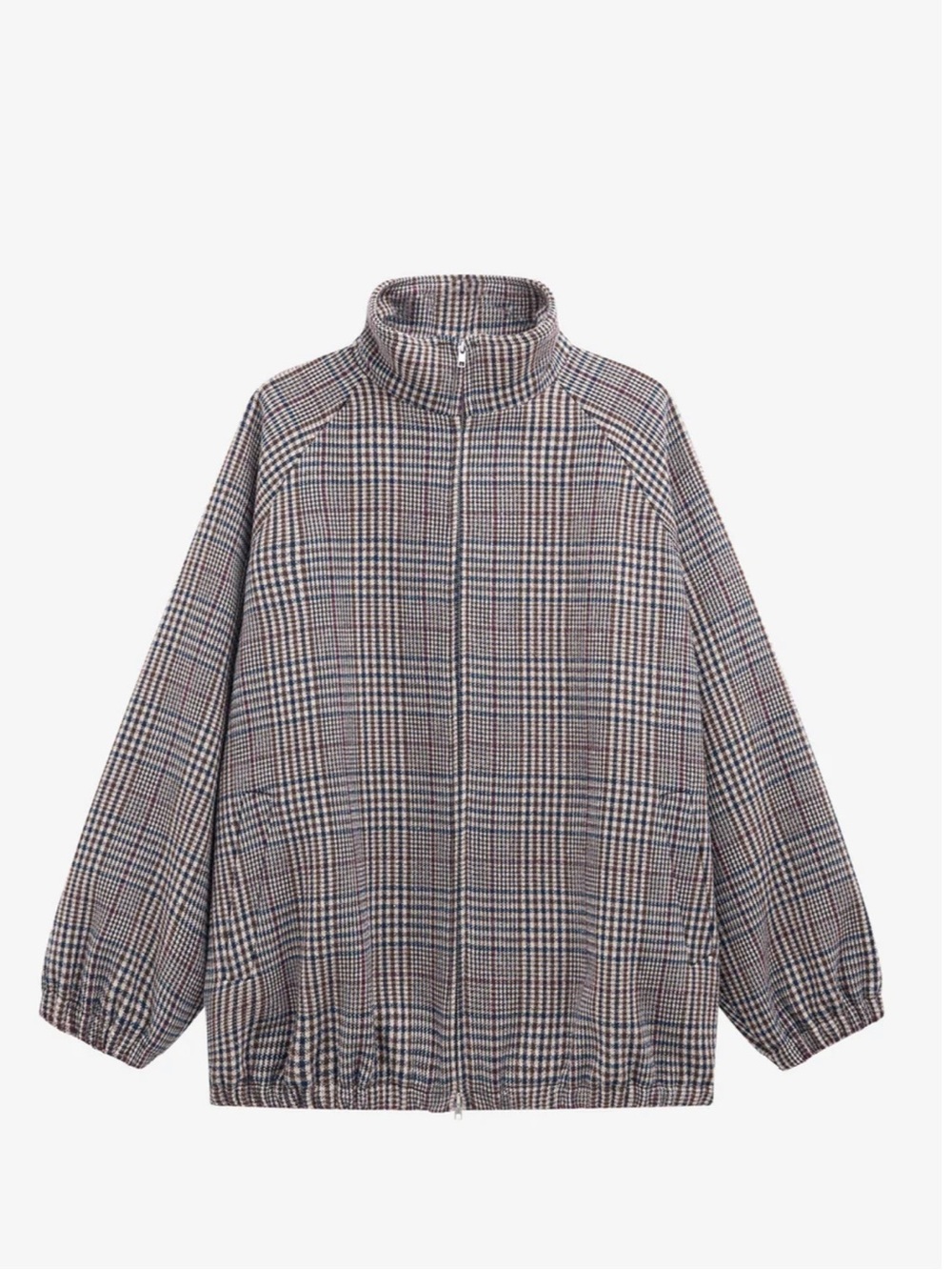 THE FRANKIE SHOP - BAXTER WOOL TRACK JACKET - BEIGE GLEN PLAID